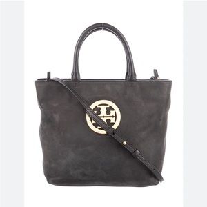 Tory Burch Suede Leather Trimmed Tote